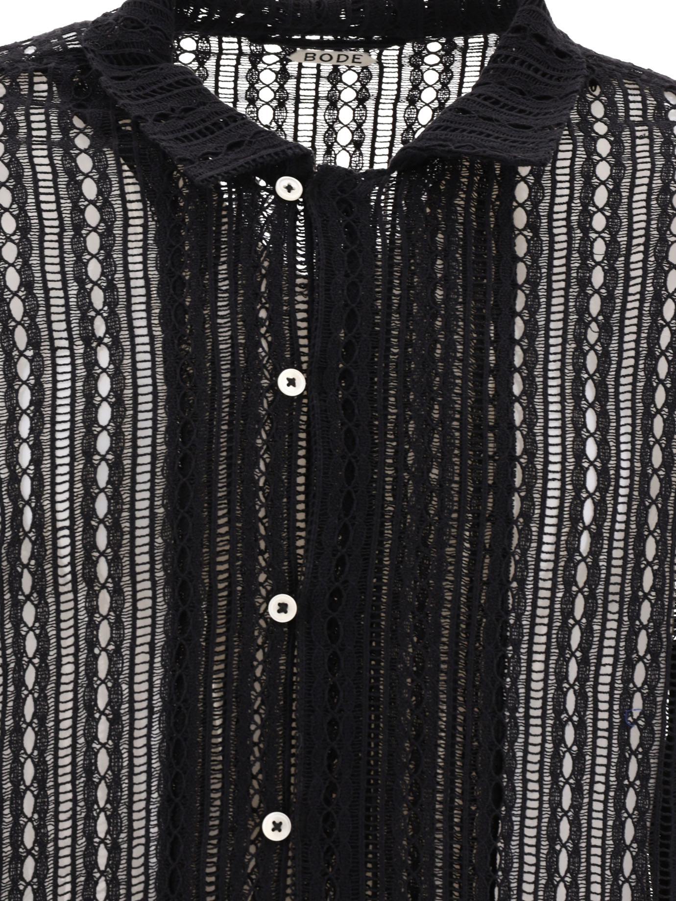 BODE Black   Meandering Lace shirt